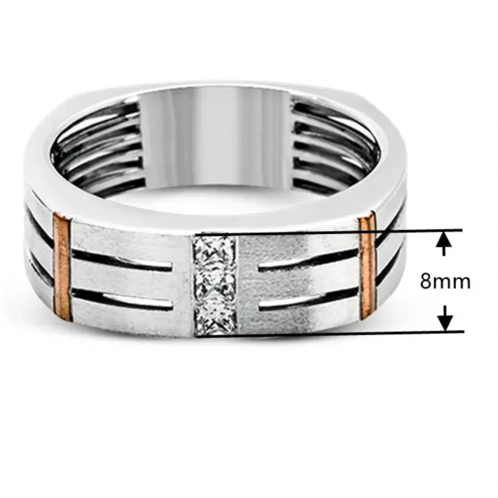 New Men’s Two-Tone Silver/Gold CZ Band